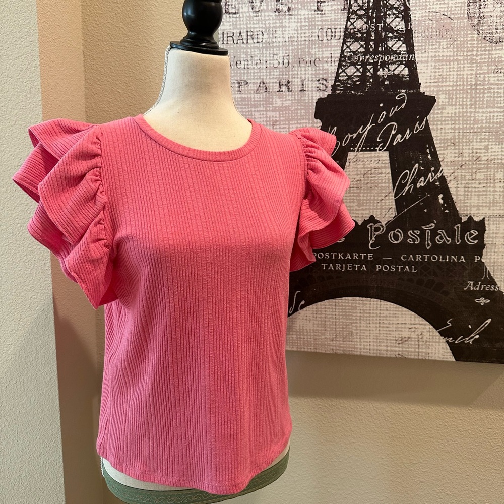 Zara Barbie Pink Ruffle Sleeve Blouse